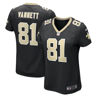 womens nike nick vannett black new orleans saints game jers